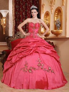 Cora Red Sweetheart Taffeta Pick-ups Dress for Quinceaneras