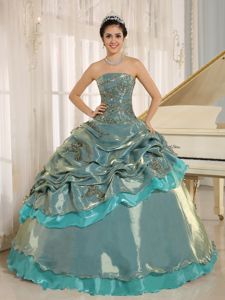Multi-color Strapless Sweet Sixteen Dresses with Pick-ups
