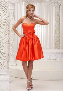 Orange Red Sweetheart A-line Beaded Dama Dress with Bowknot
