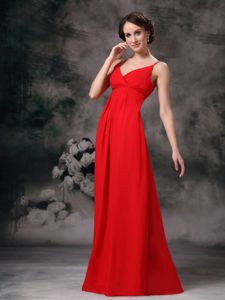 ute Red Empire Straps Cheap Dama Dress For Quinceaneras Floor-length