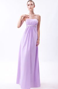 Lavender Empire Strapless Floor-length Bridesmaid Dama Dresses