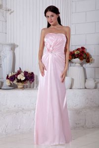 Light Pink Strapless Beading Bridesmaid Dama Dresses Floor-length