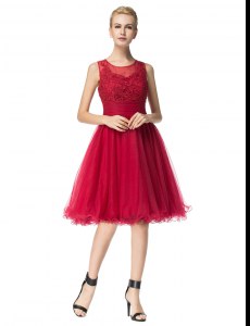 Red Mother of Bride Dresses Prom and Party and For with Lace Scoop Sleeveless Zipper