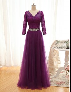 Low Price 3 4 Length Sleeve Beading and Lace Lace Up Mother of Groom Dress