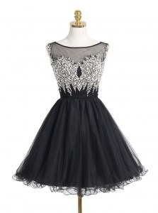 Custom Made Scoop Black A-line Beading and Sequins Mother Dresses Zipper Organza Sleeveless Mini Length