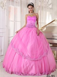 Tasty Rose Pink Sweetheart Sweet Sixteen Dresses with Appliques