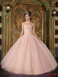Desirable Tulle Quinceanera Dress with Ruched and Beaded Bodice