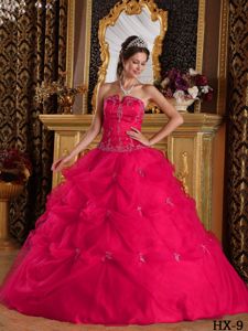 Romantic Ball Gown Appliques Dresses for a Quince with Pick-ups