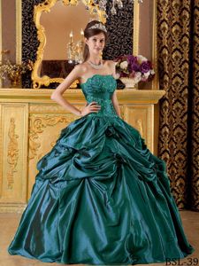 Taffeta Strapless Appliques Dress for Quince Floor-length in Vogue