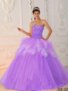 Lavender Princess Sweetheart Ruffled Silhouette Dress for Quince