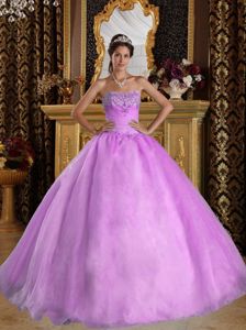 Lovely Lavender Strapless Ruched Beading Bust Sweet Sixteen Dresses