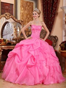 Rose Pink Sweetheart Appliques and Pick-ups Dress for Sweet 16