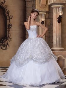 White Ball Gown Sweet Sixteen Dress with Sequin in 2013 Summer