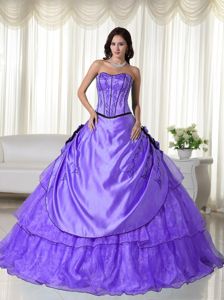 Chic Strapless Ball Gown Tiered and Appliques Dress for Sweet 16