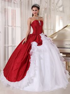 Unique Ruffled Wine Red and White Dress for Sweet 16 Online