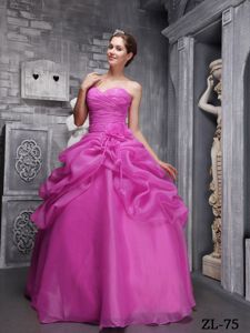 Pick-ups Ruched Beaded Fuchsia Dresses for a Quince Under 200