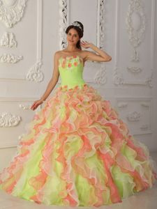 Exquisite Colorful Strapless Ruffled Sweet 15 Dresses Wholesale