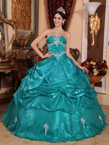New Turquoise Ball Gown Appliqued Sweet 16 Dress Designers