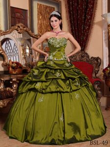 Classy New Pick-ups Appliqued Olive Green Quinceanera Dress