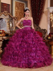 Discount Burgundy Ruffled Beaded Sweet 15 Dresses Online Shop