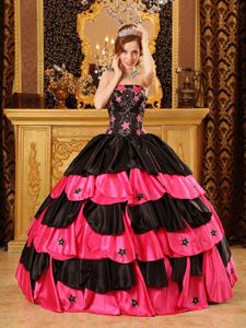 Uniques Special Strapless Multi-layer Dress for Quince with Pattern