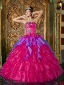 Multi-layered Strapless Appliques Quinceanera Gowns on Discount