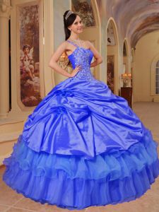 Special Single Strap Quinceanera Gown Dress in Taffeta and Organza