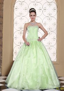 Yellow Green Ball Gown Sweet 16 Dress with Beading about 200