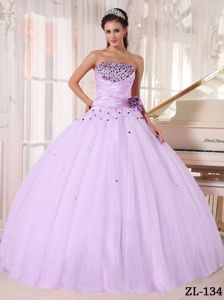 Strapless Beaded Lilac Dresses for Sweet 15 On Promotion 2013