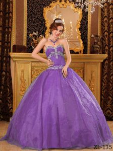 Fast Shipping Appliqued Light Purple Sweetheart Sweet 16 Dress