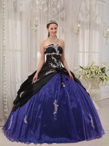 Perfect Strapless Beading Appliques Black and Blue Quince Dresses