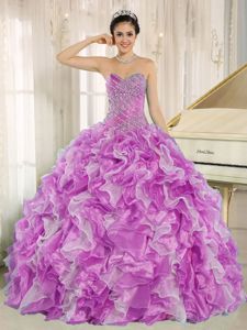 Cheap Custom Made Ruffled Beaded Quinceanera Gown Dresses