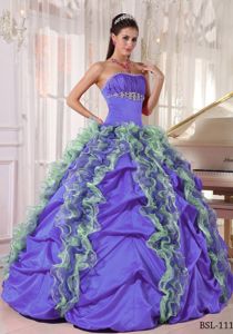 Ball Gown Strapless Ruffled Two-toned Sweet Sixteen Dresses