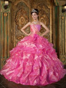 Fashionable Hot Pink Quinceanera Dress with Beading and Ruffles