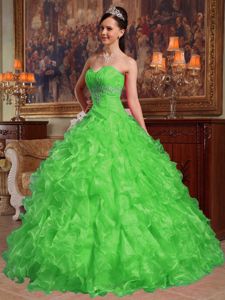 Delightful Lawn green Ball Gown Sweetheart Dresses For a Quinceanera