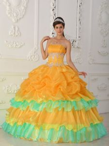 Beautiful Orange Ruffled Layers Ball Gown sweet 16 Quinceanera Dress