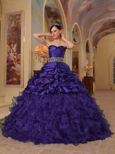 Dark Purple Sweetheart Quinceanera Gowns with Beaded Sash