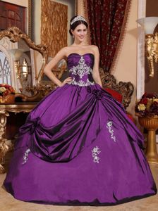 Eggplant Purple Quinces Gown with Sweetheart and Appliques