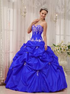 Beautiful Blue Sweetheart Dress For 15 with Appliques