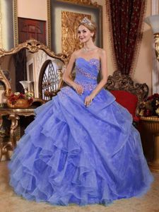 Lavender Sweet 16 Sweetheart Quinceanera Dresses with Beading and Ruffles