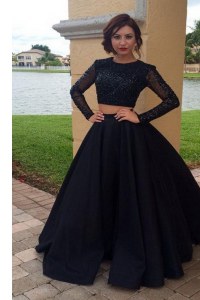Scoop Black Long Sleeves Sequins Floor Length Mother of Groom Dress