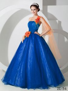 Royal Blue One Shoulder Quinceanera Dresses with Dripping Fabric