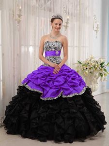 Cheap Pick Ups Zebra Print Purple and Black Dress for Sweet 16