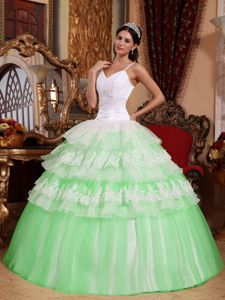 Dressy Spaghetti Straps Two-toned Ruffled Quinceanera Dress
