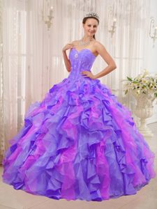 Sweetheart Ball Gown Organza Quinceanera Dress with Ruffles