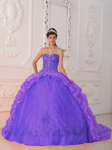 Purple Floor-length Strapless Taffeta Quinceanera Gown Dresses