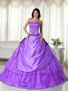 Purple Strapless Organza Quinceanera Gown Dresses On Sale