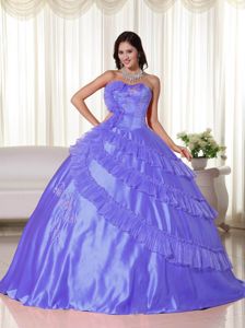 Strapless Ball Gown Taffeta Quinceanera Dress with Embroidery