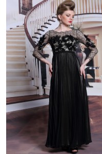 Black Chiffon Clasp Handle Asymmetric 3 4 Length Sleeve Asymmetrical Mother Dresses Appliques and Sequins