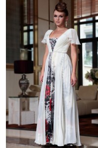 Delicate Off the Shoulder Multi-color Column/Sheath Beading and Pattern Mother of Bride Dresses Zipper Chiffon Cap Sleeves Ankle Length